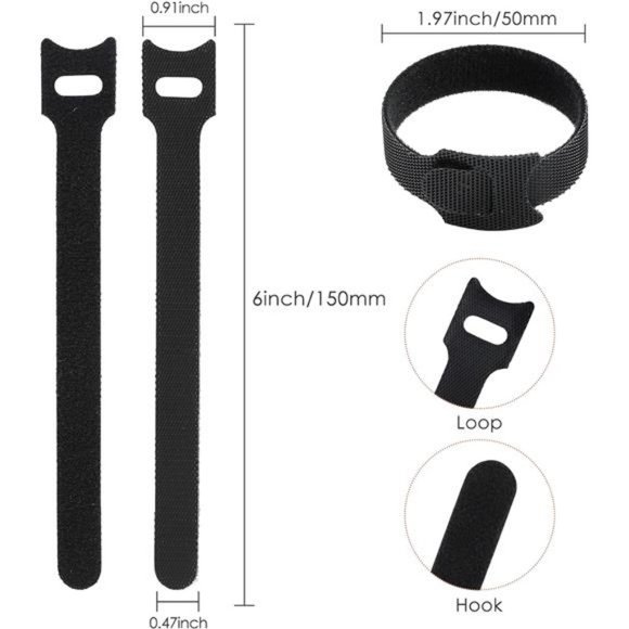 120PCS 6 Inch Reusable Cable Ties Wire Ties Cord Organizer Cable Organizer - Picture 2 of 7